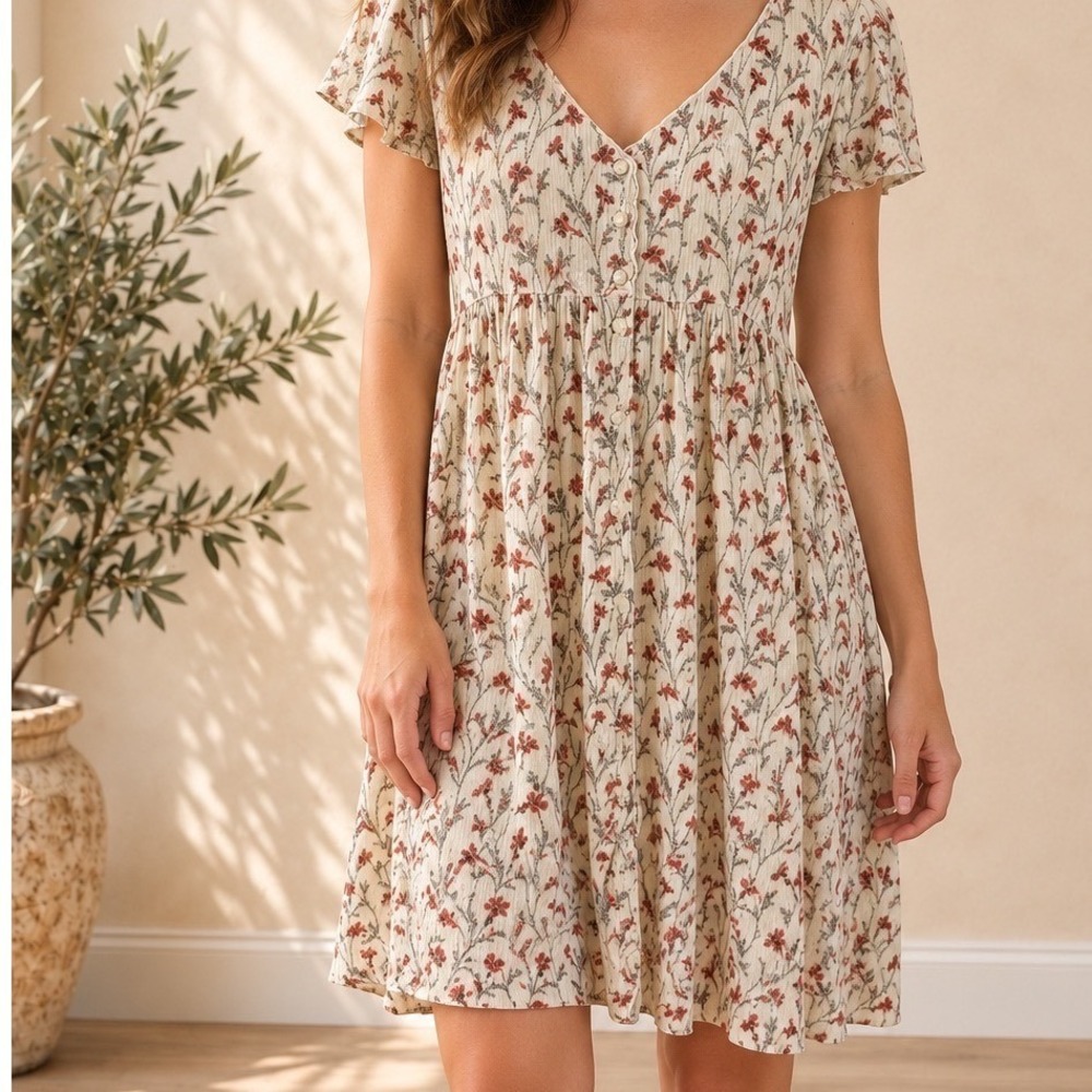 Denim & Supply Ralph Lauren Floral Button Front Babydoll Dress Medium